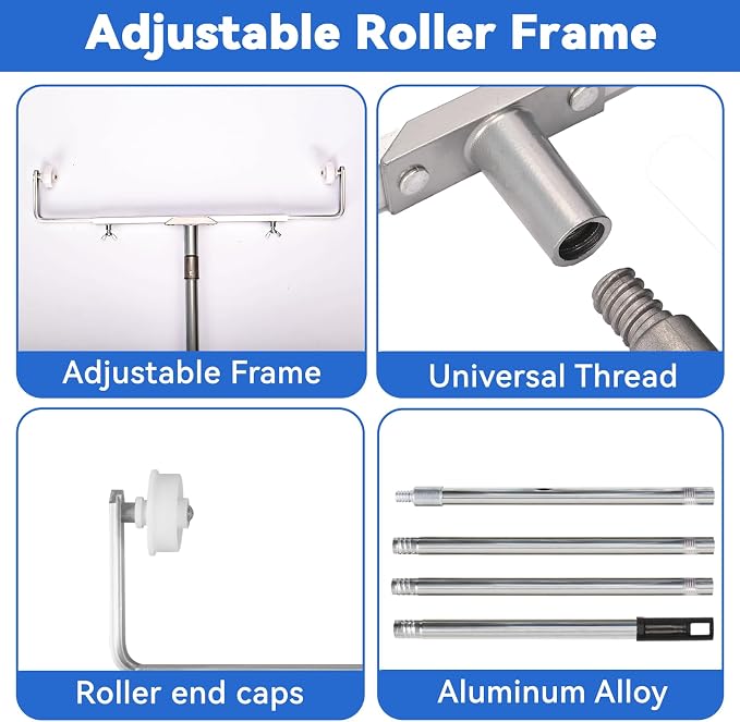 12 Pcs 18 Inch Paint Roller Kit,12-18" Adjustable Roller Frame,Large Paint Roller with Tray,1-5 Ft Steel Pole Paint Roller Set,18" Paint Roller Sleeves 23.6'' Paint Roller Tray for Wall Ceiling