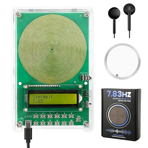 Frequency Generator for Healing | 7.83Hz Schumann Resonance Frequency Generator | Adjustable 0.01Hz–200kHz Sound Therapy Device with Acrylic Case for Sleep, Meditation & Relaxation