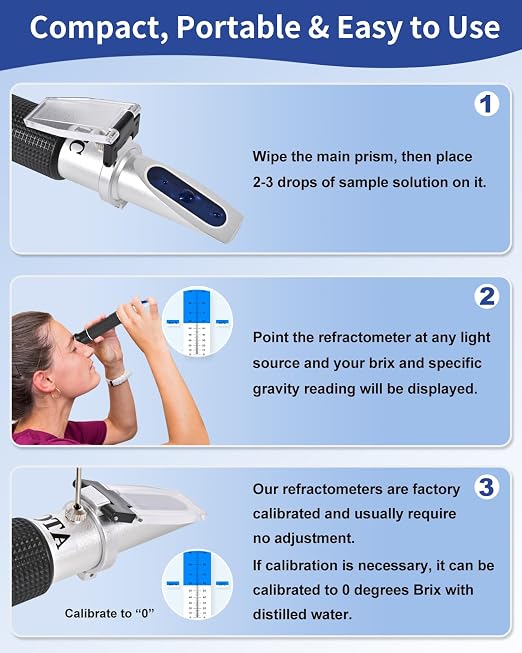 Brix Refractometer 0-90%, Brix Meter Refractometer with ATC, Accurate Refractometer Sugar Maple Syrup, Refractometer Brix for Measuring Sugar Content in Fruit, Honey, Maple Syrup & Other Sugary Drink