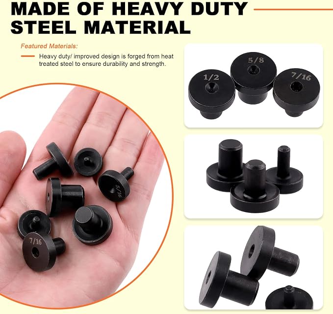 Tanstic 14Pcs Carbon Steel Double Flaring Tool Adapters Set, Fit for 3/16, 1/4, 5/16, 3/8, 7/16, 1/2, 5/8 Inch Tube Expander Flaring Tubing Expander for Copper, Aluminum, Soft Steel Brake Line