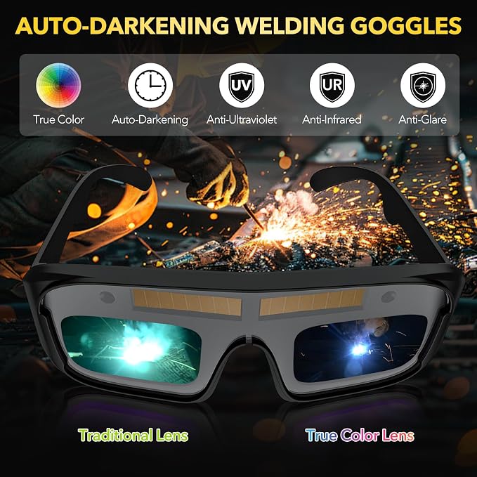 Portable Welding Machine, 110V Handheld Welder with 30PCS Rods & Auto Darkening Goggles, Electric ARC Welder Gun with IGBT Inverter 5 Variable Current Adjustment Fits for 3/32" Welding Rods