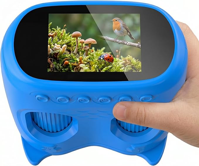 2-in-1 Kids Microscope and Telescope, 1000X Handheld Digital Microscope for Kids, 2.0" Screen, 8 LEDs, 10X Pocket Telescope for Outdoor, 1080P Camera STEM Toys Gifts for Boys Girls 4-12, Blue