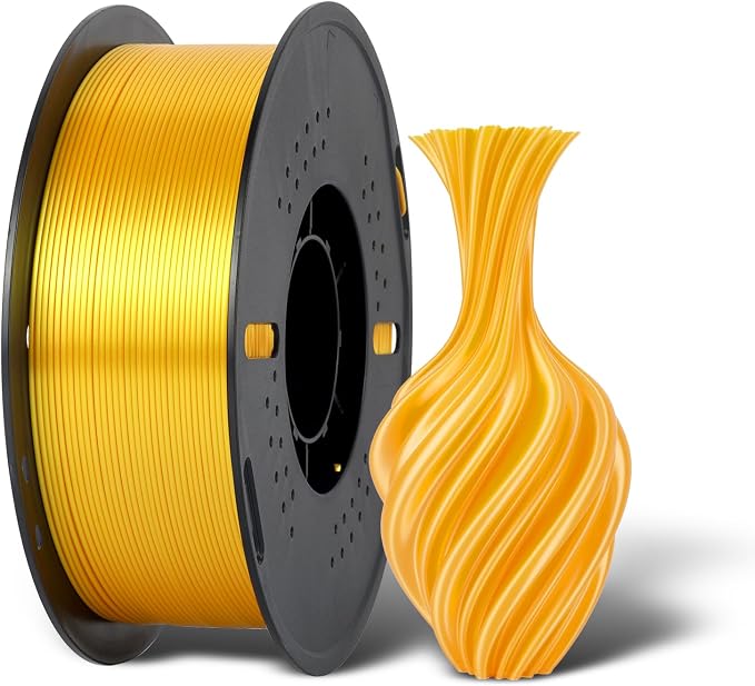 Kingroon Silk PLA 3D Printer Filament, Dimensional Accuracy +/- 0.03 mm, 1 kg Spool(2.2lbs), PLA Shiny Filament 1.75 mm (Gold)