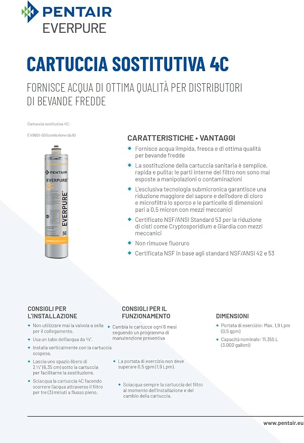 Everpure 4C Cart- Water Filt Sys Single