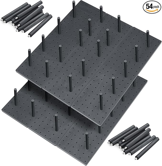 Kigley 6 Pcs Wood Pegboard Drawer Organizer with 48 Pegs Wooden Peg Board System Peg Drawer Organizers for Kitchen Dishes Plate Pegboard Food Containers(Dark Gray,21x5.91,Pine)