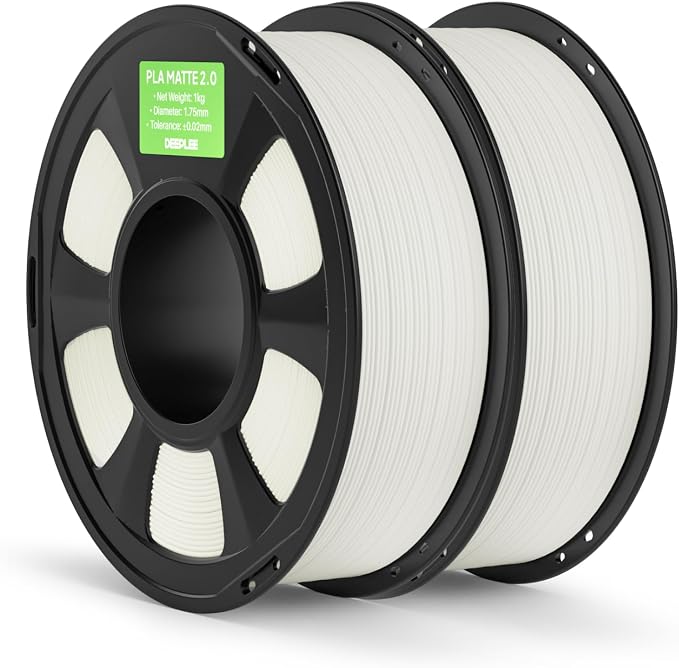 Matte PLA 2.0 Filament 1.75mm, 3D Printer Filament Dimensional Accuracy +/- 0.02mm, No Clogging, Smooth Texture, 2KG White