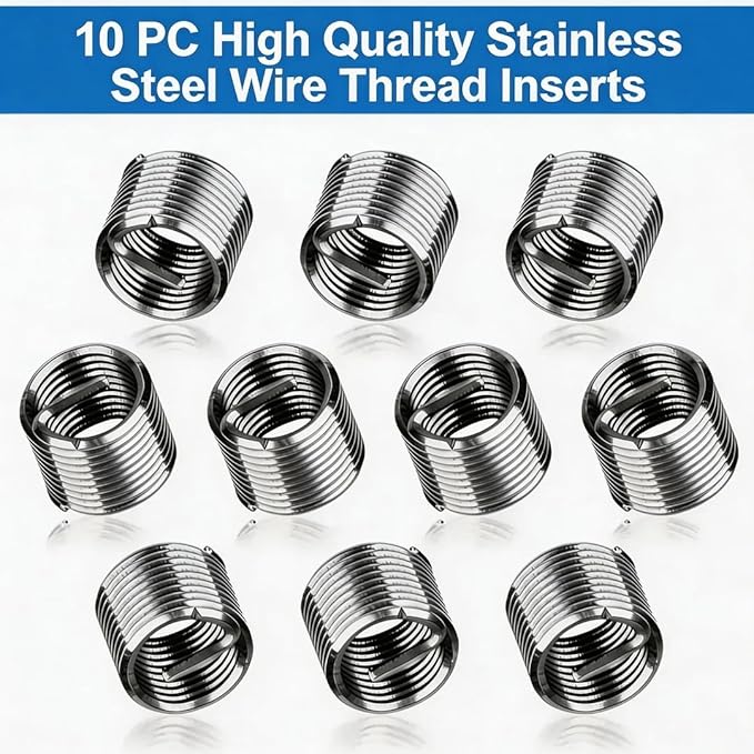 M10 X 1.5 Thread Repair Kit, Metric Helicoil Kit with HSS Drill Bit, 10PC Wire Thread Inserts