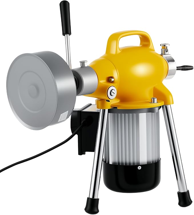 Professional Drain Cleaning Machine, Electric Sewer Snake Auger 500w 400RPM, Heavy-Duty Auto-Feed with 66Ft / 16Ft Cables & 6 Cutters for 3/4" to 4" Pipes for Sink Toilet Drainage