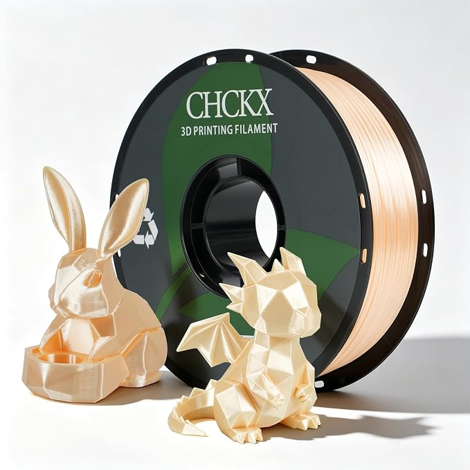 Silk Champagne Gold PLA 3D Printer Filament, 1.75mm, 1KG Spool(2.2lbs), Dimensional Accuracy +/- 0.03mm ，Silk Champagne Gold