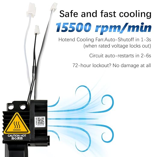 Original Bamboo Lab X1 X1C Hotend Assembly Complete with Hardened Steel 0.4mm Nozzle,Ceramic Heater, Thermistor, Cooling Fan for X1 Series 3D Printer Extruder Heating Block Replacement