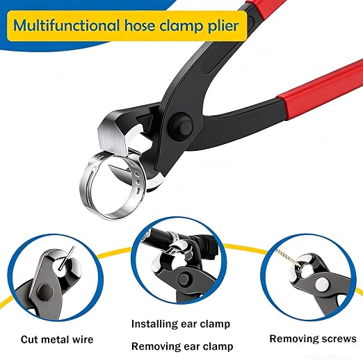 252Pcs 14-Sizes 304 Stainless Steel Single Ear Hose Clamps with Ear clamp plier 5.3-33.1mm Crimp Hose Clamps Assortment Kit for Auto/Home Appliance/Pipe/Fuel Line Stepless hose clamp with pincer