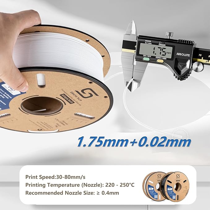 Siraya Tech Flex TPU 64D – High-Performance Elastic 3D Printing Filament, Durable & Wear-Resistant, Easy to Print, ISO 10993 Tested, Ideal for Tough, Durable Abrasion Resistant Parts (White, 1kg)