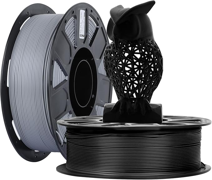 Creality PLA Filament 1.75mm 3D Printer Filament Ender PLA No-Tangling Smooth Printing Accuracy +/- 0.02mm Fit Most FDM 3D Printers (Black & Gray 2-Pack), 2.2lbs/Spool*2