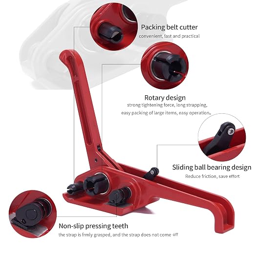 All-in-One Banding Strapping Kit with Poly Strapping Tensioner, 300ft Black PP Band, 100 Metal Seals, and Sealer Tools