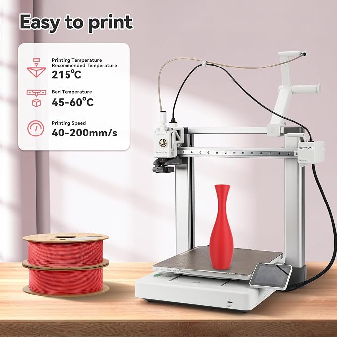 3DHoJor Matte PLA Filament 1.75mm, Upgrade 1kg*2 Bundle Cardboard Spool PLA Filament 1.75 PLA 3D Printing Filament, Print with Most 3D Printers Using 3D Filament-1kg*2 Fire Engine red