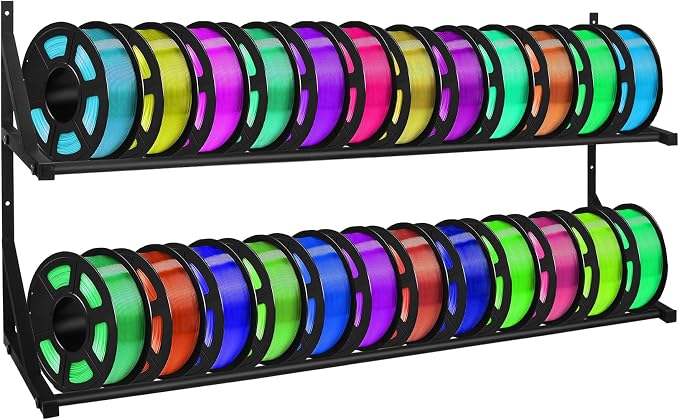 Upgrade 3D Printer Filament Storage Rack - Holds 24 Rolls, Heavy Duty Wall Bracket Shelves for ABS/PLA/TPU/Nylon Accessories, Spool Holders