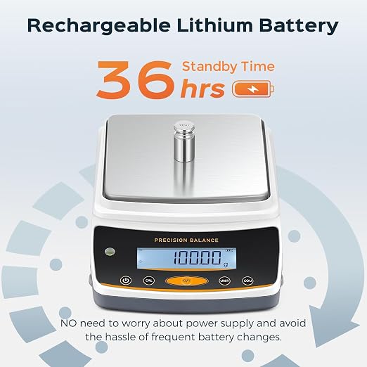 Bonvoisin Lab Scale - 5000g x 0.01g, Rechargeable Digital Scale with RS232 Interface, 0.01g Accuracy