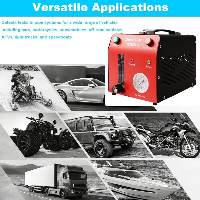 Automotive Smoke Machine, Red | Built-in Air Pump, Pressure Gauge, Professional Smoke Leak Detector, For Vacuum, Fuel, EVAP and Other Cars System