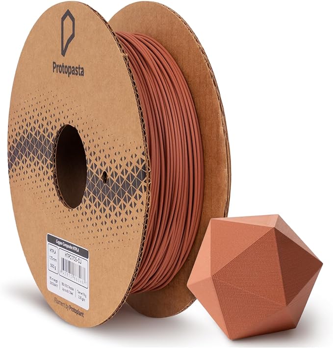 Protopasta Copper Filled PLA 3D Printer Filament | ProtoPlant Metal-Filled PLA Plastic Printer Filament with 60% Copper | Polish and Patina Friendly Metal Composite Filament | 500g Metallic Spool