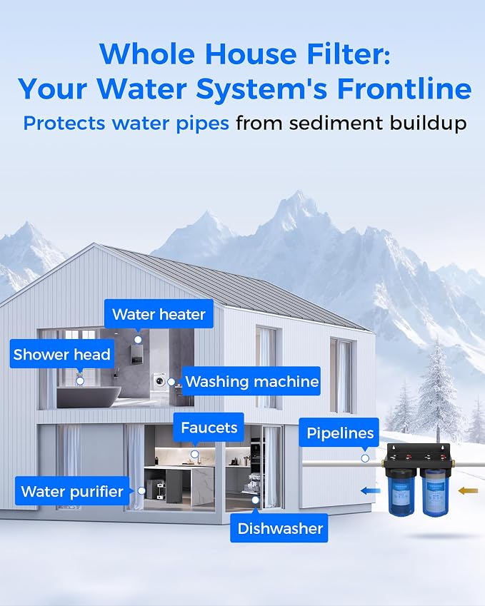 Waterdrop WF10BG Whole House Water Filter, Compatible with WHF21-BG, GE GXWH40L, FXHTC, Ispring, Culligan® RFC-BBSA, Whirlpool®, Any 10" x 4.5" System, Reduces Chlorine, Taste, Odor