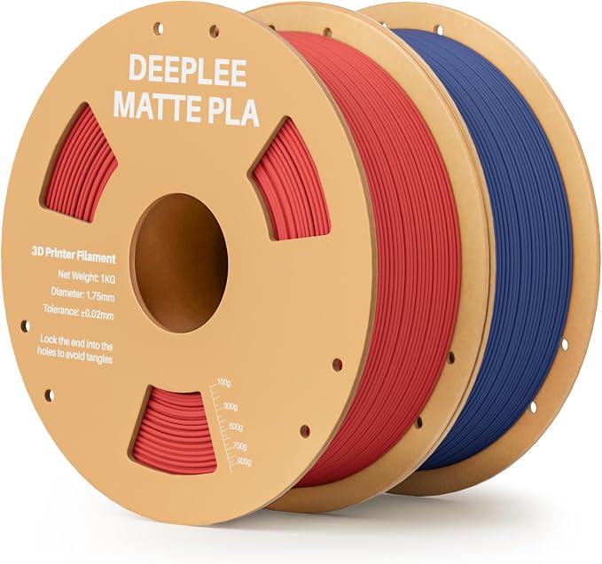 Matte PLA Filament 1.75mm, 3D Printer Filament Dimensional Accuracy +/- 0.02mm, No Clogging, Higher Toughness, Cardboard Spool 3D Filament, 2 Pack 1kg Ruby Red & Navy Blue