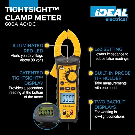 Ideal 61-757 - 600A AC/DC TRMS TightSight Clamp Meter