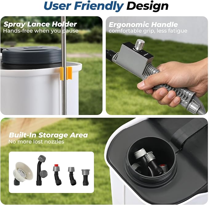 JESIMAIK Battery Powered Backpack Sprayer 4.8 Gallon, 4.0Ah Battery Electric Backpack Sprayer with Telescopic Wand & 5 Nozzles, 120 PSI Handle-Mounted Adjustable Pressure for Weed Lawn Garden