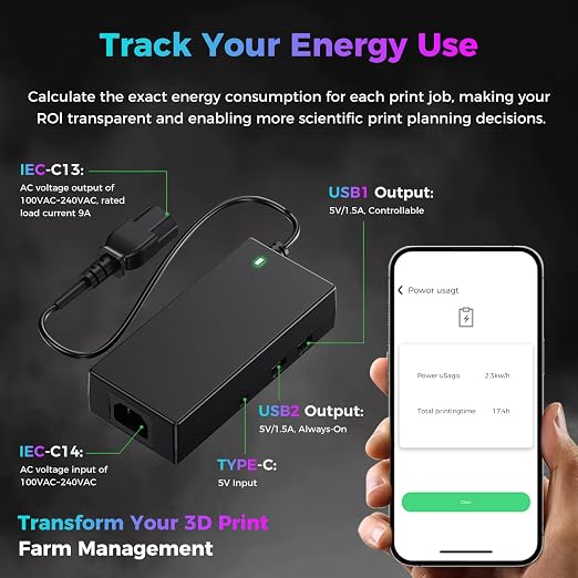 Creality Creator PWR Smart Power Supply, Real-Time Monitoring & Auto Shutdown, 3D Printer Smart Protection for Creality Hi / K1 / K1C / K1SE / K1 Max / K2 / K2Pro / K2 Plus/ K2SE / Ender 3 V3/ V3 Plus