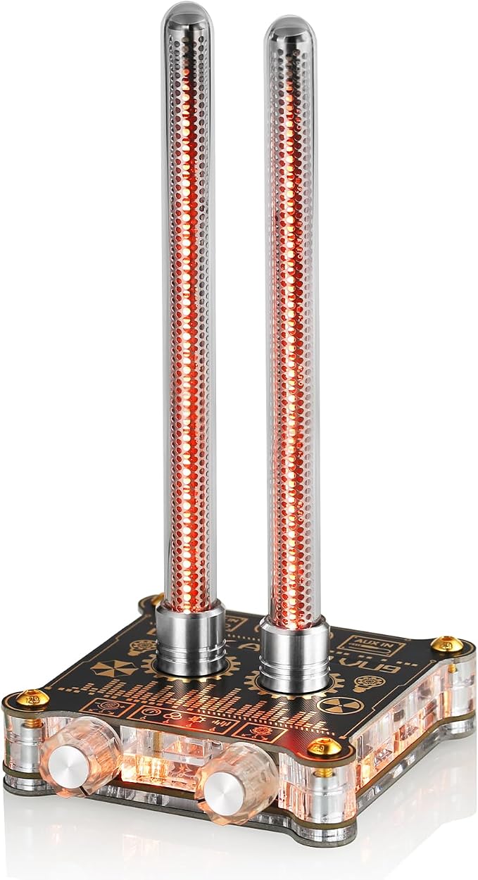 Douk Audio VU9 Pixie Tube Sound Level Meter Retro Nixie Tube Audio Spectrum MIC Pickup for Home Desktop Decoration (Black, 3.35 inch), XX-VU9-2024