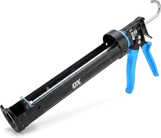 OX Pro 29oz Caulking Gun - Heavy Duty Steel Frame Large Caulk Gun 29 oz with 12:1 Thrust Ratio for Latex and Silicone