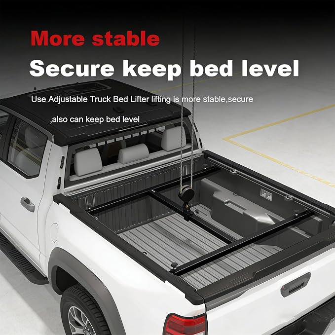 Adjustable Universal Truck Bed Lifter Box Lift for Lift Pickup Beds Powder Coated Heavy Duty Steel Lift for Pickups Trucks, 800 LBS Capacity, Black