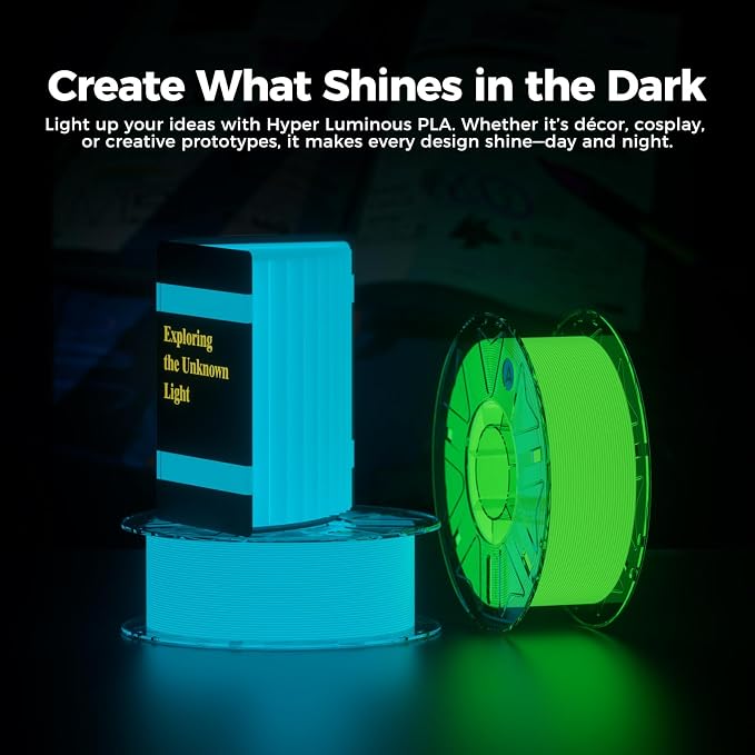 Creality Hyper Glow-in-the-Dark PLA Filament 1.75mm 1KG, RFID Smart, Bright Long-Lasting Glow, High-Speed 30–600mm/s, Easy Printing, Fits Most 3D Printers (Pink)