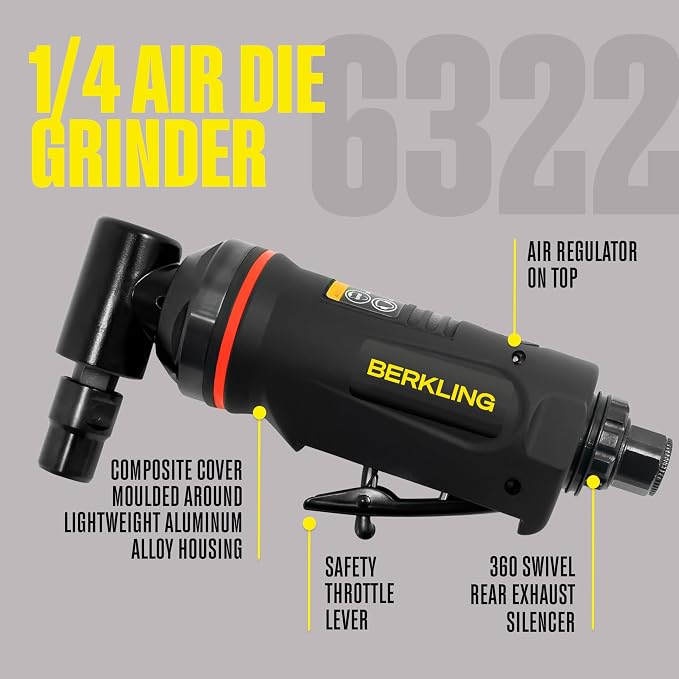 BT 6322 1/4" Right Angle Air Die Grinder – Professional-Grade Heavy-Duty Pneumatic Grinder with Variable Speed Control for Precision Grinding, Polishing & Sanding