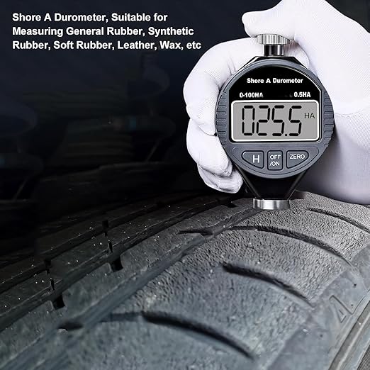 Hardness Tester, Durometer Shore Type A 0-100HA, Digital Durometer 0.1HA Resolution, with Large LCD Display for Rubber, Plastic, Tire, Leather, Wax