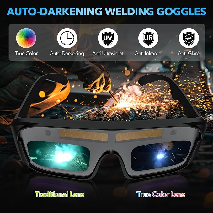 Portable Welding Machine, 110V Handheld Welder with 30PCS Rods & Auto Darkening Goggles, Electric ARC Welder Gun with IGBT Inverter 5 Variable Current Adjustment Fits for 3/32" Welding Rods