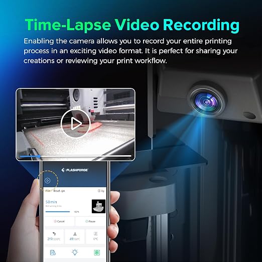 FLASHFORGE Camera Kit for Adventurer 5M/Pro/AD5X 3D Printer, Real-time and Remote Monitoring, Compatible with Flash Maker App, 3D Printer Parts for AD5M/AD5M PRO/AD5X