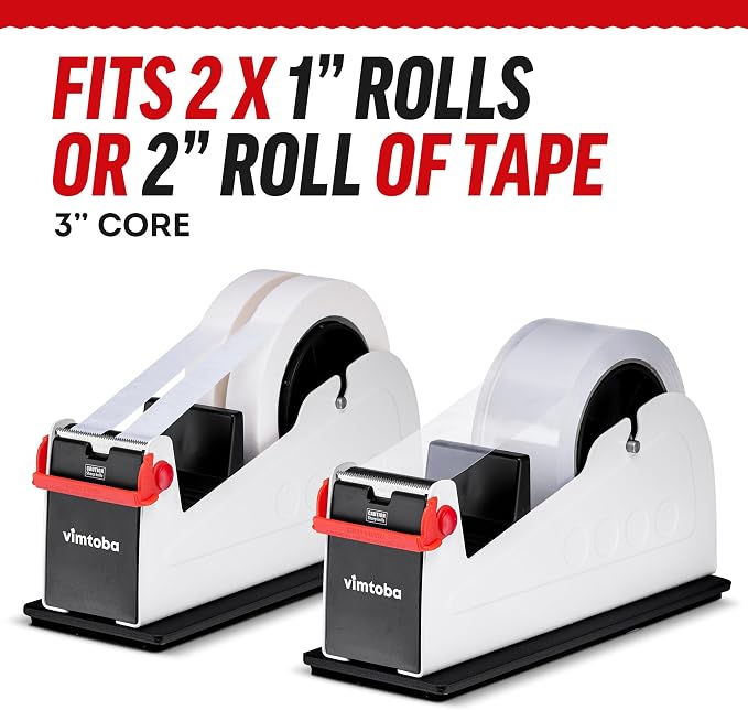Heavy Duty 2-Inch Desktop Tape Dispenser, Dual Roll, Non-Slip Base