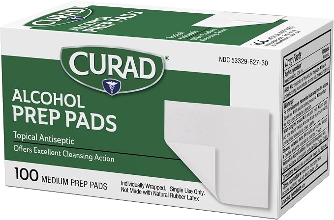 CURAD Medium 2-Ply Sterile Alcohol Prep Pads, Essential for First Aid Kits, 100/Box, Pack of 30
