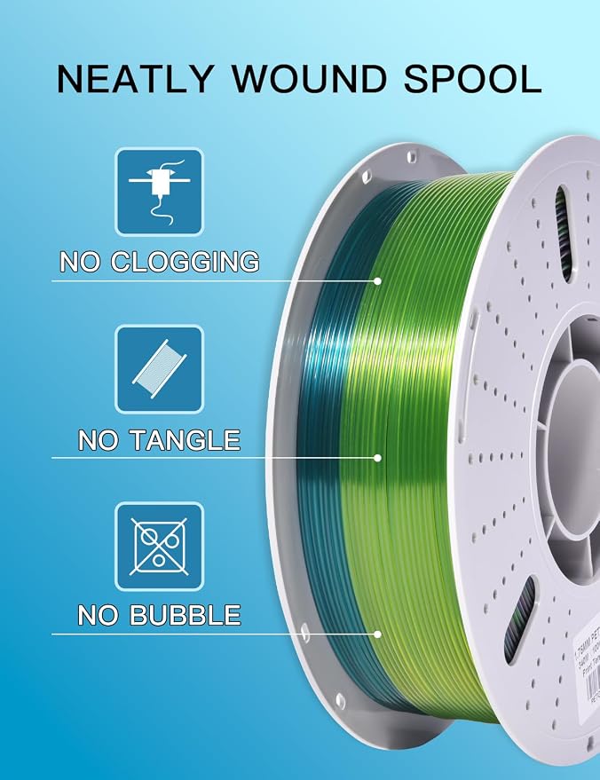 PINBALL PETG Rainbow 3D Printer Filament 1.75mm, Multicolor Translucent PETG Filament, Accuracy +/- 0.02 mm, 1kg Spool (2.2lbs), Dreamland Color