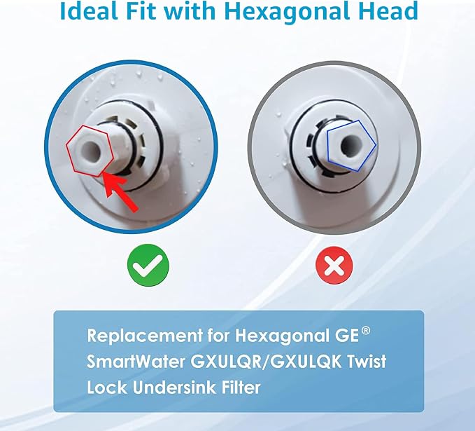 AQUA CREST FQK1R, GXULQK, GXK140TNN, GXULQR, NSF/ANSI 42 372, Replacement Filter for GE GXK140TNN and GXULQK systems, reduces Lead, Chlorine & Other Impurities for Better Water, 2K Gallons (Pack of 3)