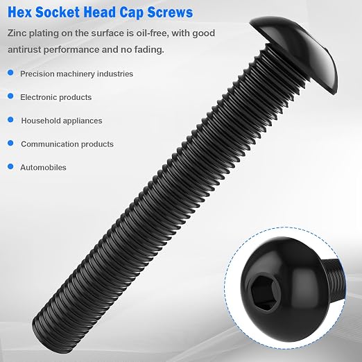 mxuteuk 420PCS M3 Screws,M3x30/35/40/45/50mm Button Head Socket Cap Screws Bolts Nuts Kit,10.9 Grade Alloy Steel M3 Bolts with Hex Wrench