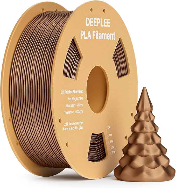PLA 1.75mm 3D Printer Filament, Dimensional Accuracy +/- 0.02mm, Neatly Wound, No Clogging, Vacuum Package, Fits for Most FDM 3D Printers, 1kg Bronze
