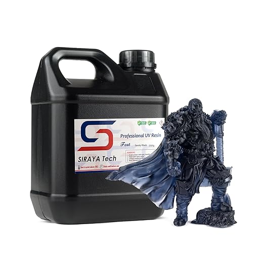 Siraya Tech Fast ABS-Like 3D Printer Resin 405nm UV-Curing Non-Brittle High Precision 3D Printing Liquid Standard Photopolymer Resin for LCD DLP 3D Printing 8K Capable (Smoky Black, 2kg)