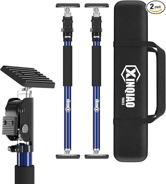 XINQIAO Adjustable Support Pole, Premium Steel Support Rod with 154 LB Capacity, Ideal for Cabinet Installing, 3rd Hand Support System, Cabinet Jacks Cargo Bars Drywalls, 27.6 IN to 45.3 IN, 2 PCS