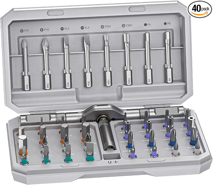 42 in1 Magnetic Screwdriver Set Precision Multi Bit Ratchet T Handle Repair Kit for Electronics, Phone, Laptop, Watch, Eyeglasses – Portable Tool Set for Home & DIY
