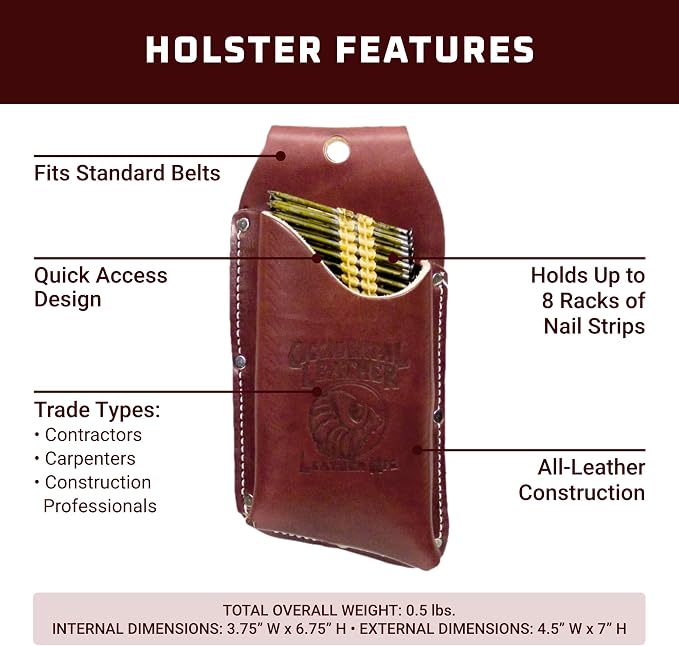 Occidental Leather Nail Strip Holster - Holds Up to 8 Racks of Nail Strips - Made in USA