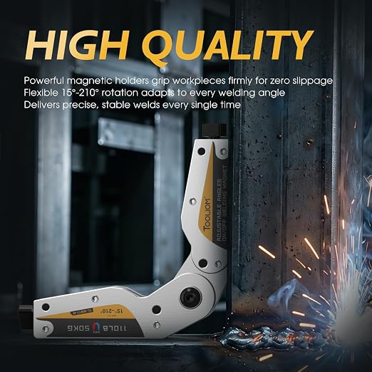 TOOLIOM Adjustable Angle On/Off Welding Magnet 15°-210° Angle Magnetic Welding Holder 110LB/50KG Pull Force Welding Accessory