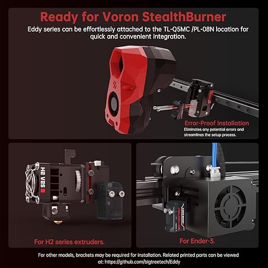 BIGTREETECH Direct Eddy Duo Auto Bed Leveling Sensor, 3D Printer High Speed Auto Leveling Kit, Support CAN/USB Connection, for Voron2.4 Stealthburner Trident VzBOT Hurakan, Klipper Only