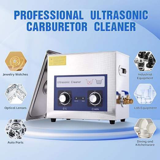 6.5L Ultrasonic Cleaner Machine with Heater Timer, 180W Stainless Steel Ultrasonic Washing Machine, 40KHz Sonic Jewelry Glasses Parts Washer for Jewelry Eyeglasses Tools Parts