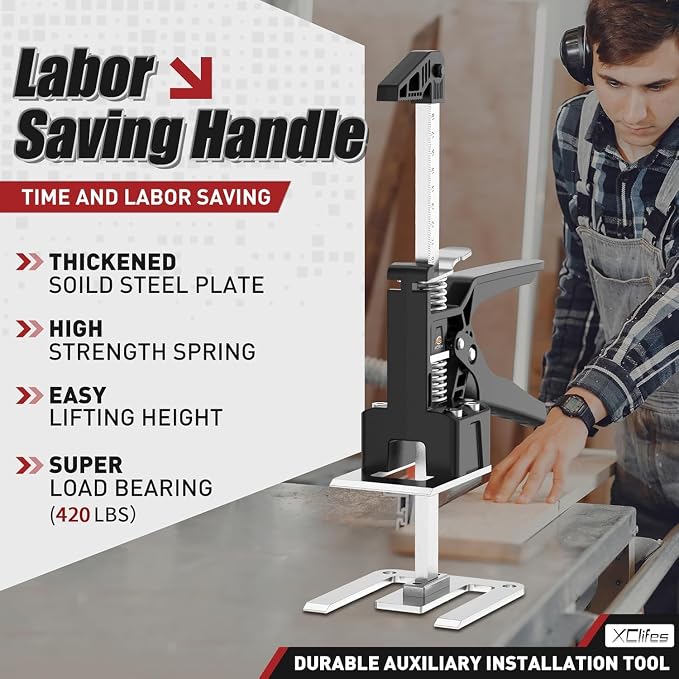 XClifes Labor Saving Arm Jack Handle 2 Pack, Construction Jack, Wall Tile Locator, Multi Function Height Adjustment Lifting Device, Door Panel Lifting Cabinet, Raised 9.8 in, Pair Dynamic Load 420 LB